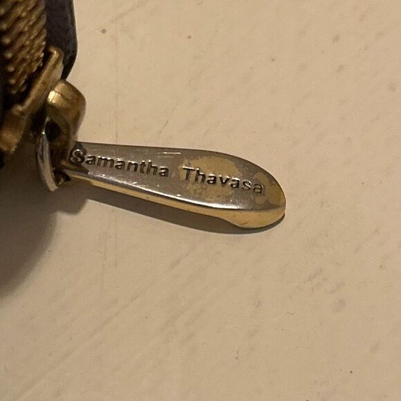 Samantha Thavasa Zip Around Long Wallet Blue Leather Minimalist Casual Daily - Picture 7 of 11